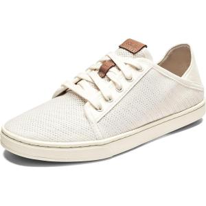 OLUKAI Pehuea Li Women’s Lace-Up Sneakers, Casual Everyday Shoes with Drop-in Heel, Lightweight & Breathable Mesh Design, All-Day Comfort & Support(White/White)