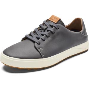OLUKAI Wailea Women’s Golf Shoes, Spikeless Golf Shoes, Supple Full-Grain Leather & Contoured Footbed, Waterproof & Stain-Resistant(Stone/Stone)