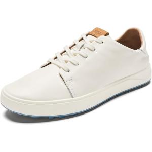 OLUKAI Wailea Women’s Golf Shoes, Spikeless Golf Shoes, Supple Full-Grain Leather & Contoured Footbed, Waterproof & Stain-Resistant(White/White)