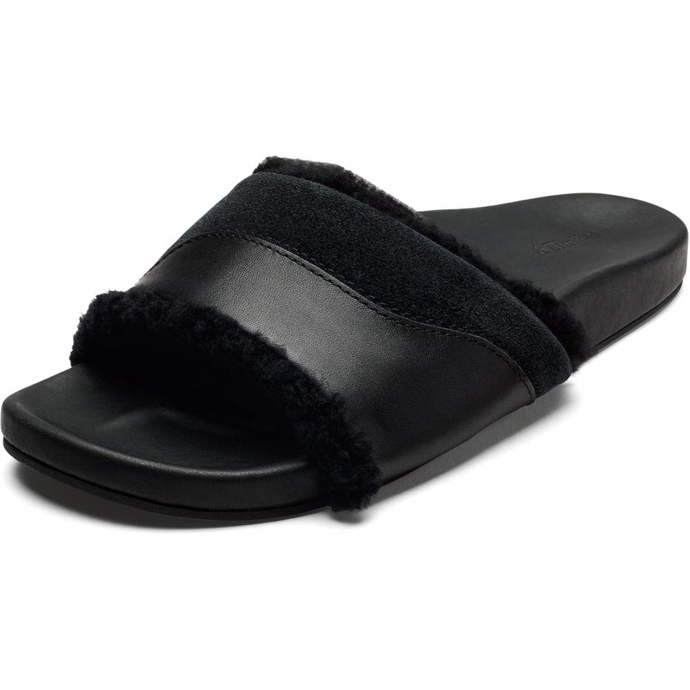 imageOLUKAI Hoala Slide Womens Leather Sandals Premium Materials ampamp Suede Details Sheepskin Shearling ampamp Durable Sole AllDay Comfort ampamp WearBlackBlack