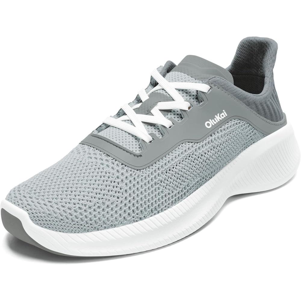 imageOLUKAI Island Hopper Womens Sneakers Travel Ready ampamp Versatile Athletic Shoes Soft ampamp Breathable Knit Fabric Dropin Heel DesignCloud GreyPoi