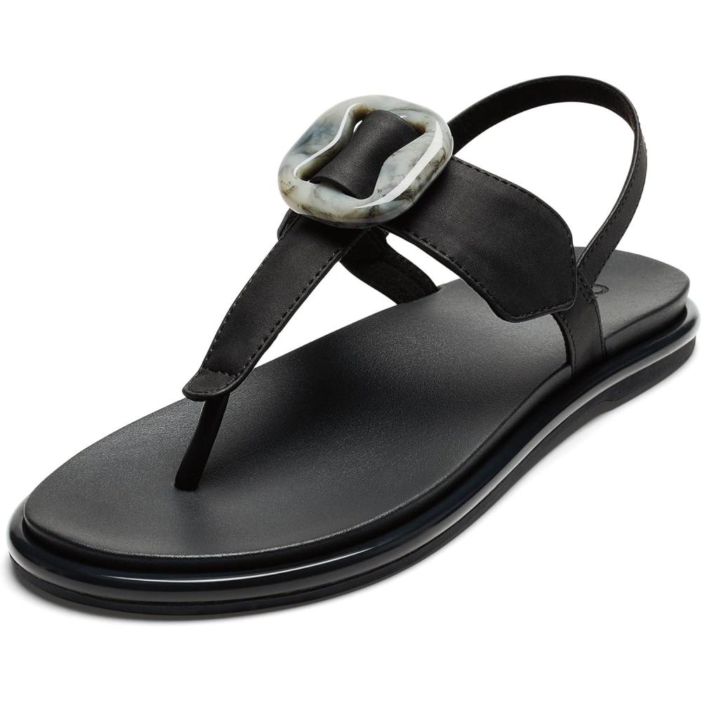 imageOLUKAI Lai TBar Womens Strappy Beach Sandals Versatile WaterFriendly Shoes SlipOn Style with Tortoise Shell Buckle AllDay ComfortLava RockLava Rock