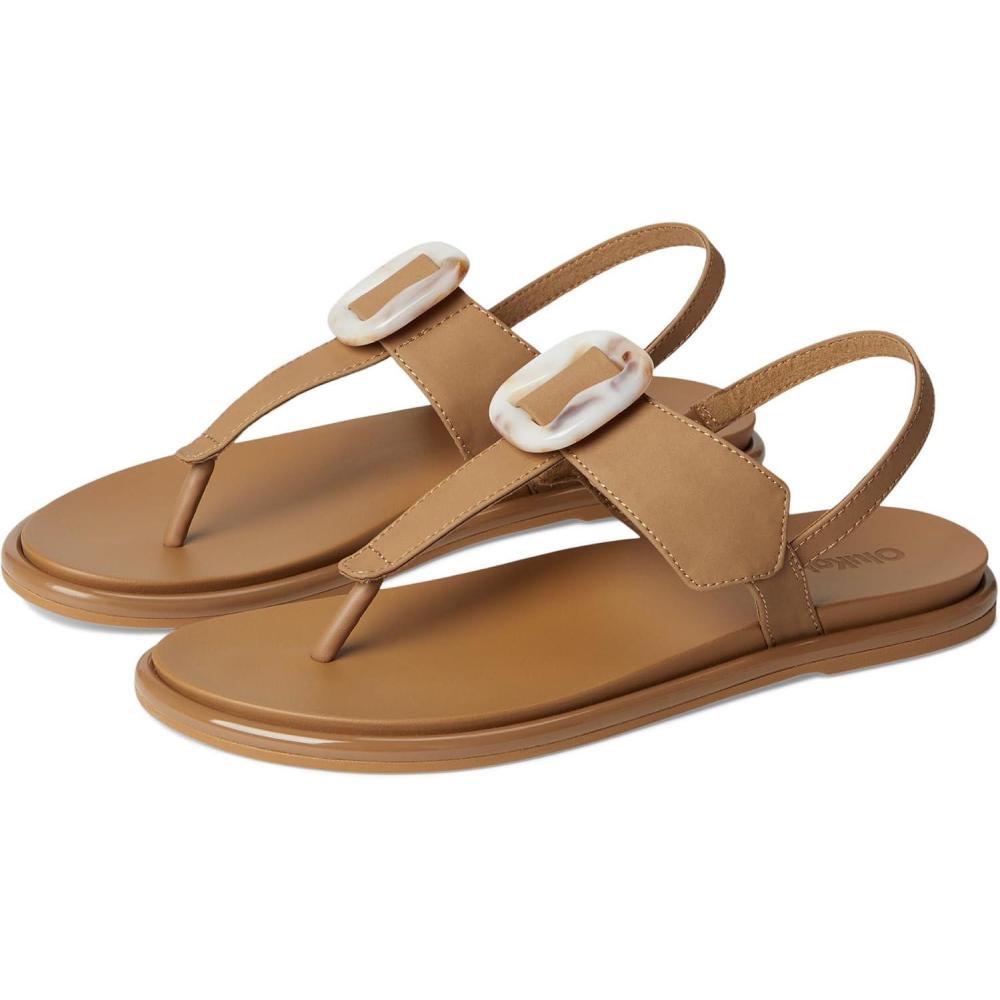 imageOLUKAI Lai TBar Womens Strappy Beach Sandals Versatile WaterFriendly Shoes SlipOn Style with Tortoise Shell Buckle AllDay ComfortTanTan