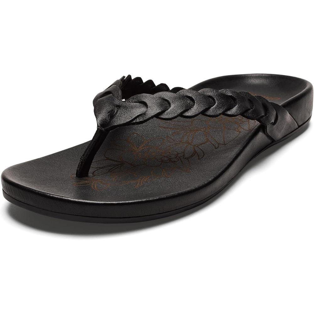 imageOLUKAI Lei Womens Beach Sandals Versatile Leather Flip Flops Soft Straps ampamp Unique Design AllDay Comfort ampamp SupportLava RockLava Rock