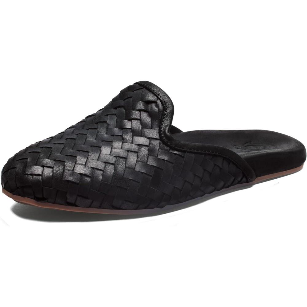 imageOLUKAI MiI Womens SlipOn Mules Premium Leather ampamp Woven Details Arch Support ampamp Comfort Fit AllDay Casual WearOnyxOnyx