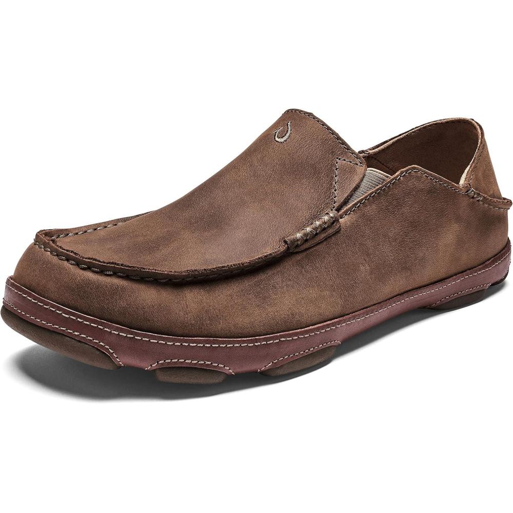 imageOLUKAI Moloa Mens Premium Leather Shoes Easy Slip On ampamp Off Design Casual ampamp Versatile Loafer Dropin Heel ampamp Enhanced TractionRayToffee
