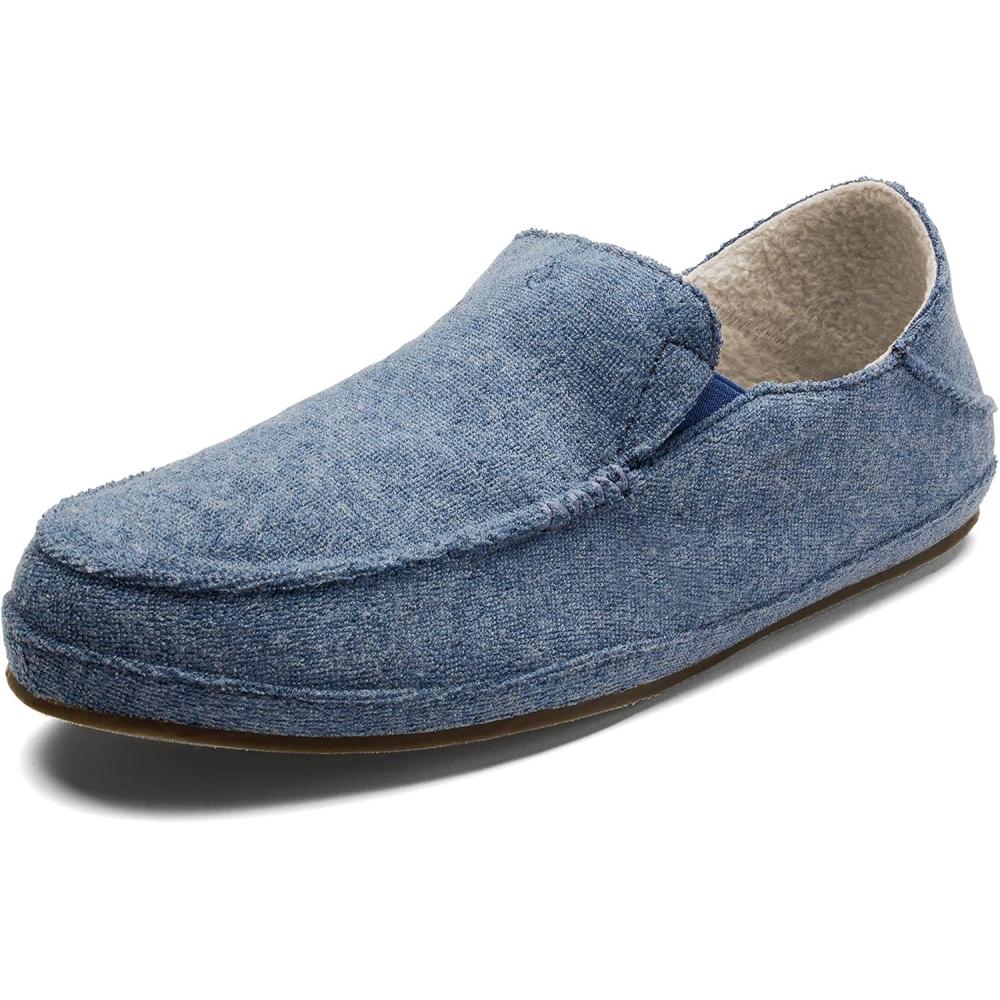 imageOLUKAI Nohea Hulu Womens Slippers Soft ampamp Comfortable Slippers with Fleece Lining Wool Blend Footbed ampamp DropIn Heel DesignNavyNavy