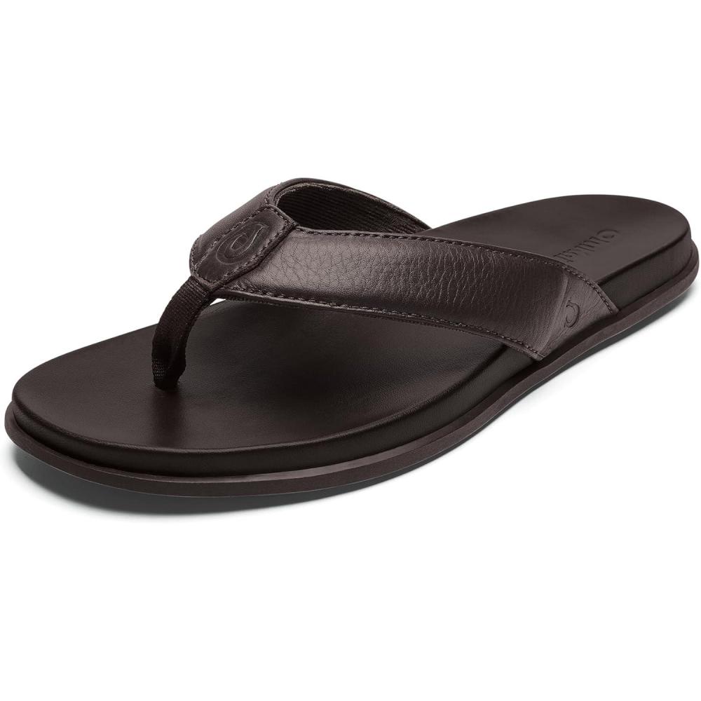 imageOLUKAI Olali Mens Leather Sandals Versatile ampamp Comfortable Flip Flops Soft ampamp Durable Material Arch Support ampamp AllDay WearDark JavaDark Java