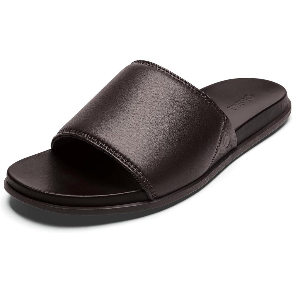 imageOLUKAI Olali Slide Mens Leather Sandals Comfortable Strap ampamp Arch Support Soft ampamp Durable Material AllDay WearDark JavaDark Java