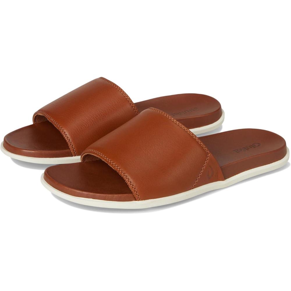 imageOLUKAI Olali Slide Mens Leather Sandals Comfortable Strap ampamp Arch Support Soft ampamp Durable Material AllDay WearFoxFox
