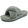 OLUKAI Hila Heu Women’s Slipper, Women’s Slip-On Shoes, Genuine Shearling, Wet Grip Soles for Inside & Outside Wear, Cute & Ultra-Soft Comfort Fit(Muted Green/Muted Green)