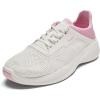 OLUKAI Island Hopper Women’s Sneakers, Travel Ready & Versatile Athletic Shoes, Soft & Breathable Knit Fabric, Drop-in Heel Design(Bright White/Cotton Candy)