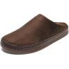 OLUKAI Ku’u Men’s Suede Slip-On Shoes, Genuine Shearling Lining, Supportive Fleece Footbed, All-Day Comfort & Wear(Dk Java/Dk Java)