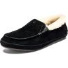 OLUKAI Ku’una Women’s Slipper, Leather Slip-On Shoes, Genuine Shearling & Premium Leather, Lightweight & Durable for All-Day Comfort(Black/Black)