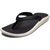 OLUKAI Lei Women’s Beach Sandals, Versatile Leather Flip Flops, Soft Straps & Unique Design, All-Day Comfort & Support(Black/Dk Shadow)