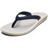 OLUKAI Lei Women’s Beach Sandals, Versatile Leather Flip Flops, Soft Straps & Unique Design, All-Day Comfort & Support(Trench Blue/Mist Grey)
