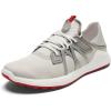 OLUKAI Manele Men’s Golf Shoes, Spikeless Golf Shoes, Water & Stain-Resistant, Cushioned Midsole & Contoured Footbed, All-Day Comfort & Lightweight(Sterling/Bright Red)