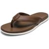 OLUKAI Olali Men’s Leather Sandals, Versatile & Comfortable Flip Flops, Soft & Durable Material, Arch Support & All-Day Wear(Almond/Almond)
