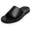 OLUKAI Olali Slide Men’s Leather Sandals, Comfortable Strap & Arch Support, Soft & Durable Material, All-Day Wear(Black/Black)
