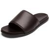 OLUKAI Olali Slide Men’s Leather Sandals, Comfortable Strap & Arch Support, Soft & Durable Material, All-Day Wear(Dark Java/Dark Java)