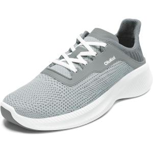 OLUKAI Island Hopper Women’s Sneakers, Travel Ready & Versatile Athletic Shoes, Soft & Breathable Knit Fabric, Drop-in Heel Design(Cloud Grey/Poi)