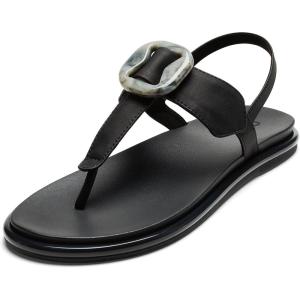 OLUKAI La’i T-Bar Women’s Strappy Beach Sandals, Versatile Water-Friendly Shoes, Slip-On Style with Tortoise Shell Buckle, All-Day Comfort(Lava Rock/Lava Rock)