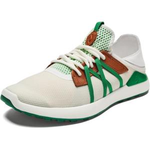 OLUKAI Manele Men’s Golf Shoes, Spikeless Golf Shoes, Water & Stain-Resistant, Cushioned Midsole & Contoured Footbed, All-Day Comfort & Lightweight(White/Bamboo)