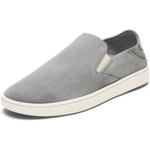 OLUKAI Pehuea Luxe Women’s Suede Slip-On Shoes, Easy On & Off Design, Soft & Premium Materials, All-Day Comfort & Support(Ash/Ash)