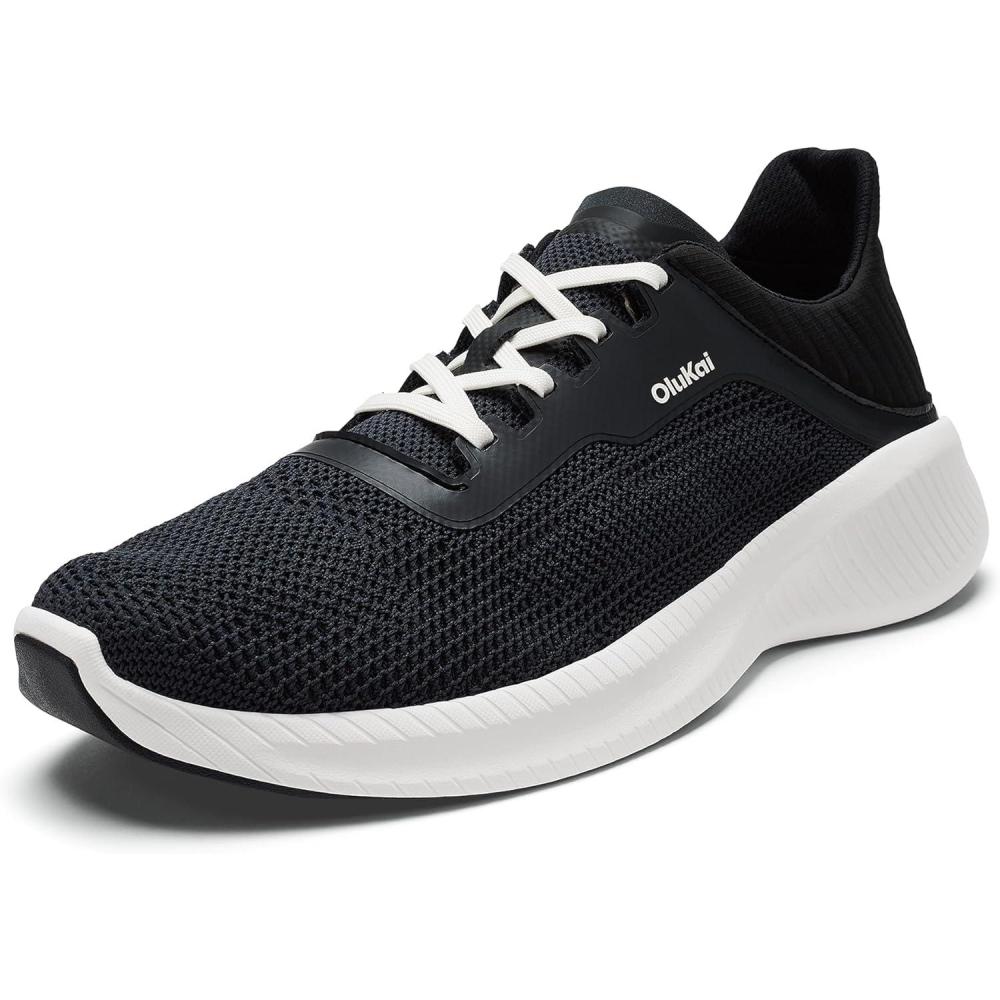 imageOLUKAI Island Hopper Mens Sneakers Travel Ready ampamp Versatile Athletic Shoes Soft ampamp Breathable Knit Fabric Dropin Heel DesignLava RockLava Rock