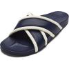 OLUKAI Ani Women’s Slide Beach Sandals, Effortless Design & Stylish Cross Straps, Water-Friendly Versatility, All-Day Comfort & Supportive Arch(Mood Indigo/White Sand)