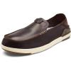 OLUKAI Kakaha Men’s Leather Slip-On Shoes, Premium Leather, Formal & Casual Versatility, Everyday Comfort & Fit(Dk Java/Dk Java)