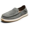 OLUKAI Kakaha Nia Men’s Leather Sneakers, Supple Full-Grain Leather Shoes, Drop-in Heel & All Weather Rubber Soles(Ash/Ash)