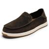 OLUKAI Kakaha Nia Men’s Leather Sneakers, Supple Full-Grain Leather Shoes, Drop-in Heel & All Weather Rubber Soles(Dk Wood/Dk Wood)