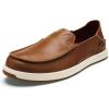 OLUKAI Kakaha Nia Men’s Leather Sneakers, Supple Full-Grain Leather Shoes, Drop-in Heel & All Weather Rubber Soles(Fox/Fox)