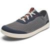 OLUKAI Moku Pae Men’s Boat Shoes, Water Resistant & Breathable Mesh, Easy Slip On Design, Quick-Drying & Enhanced Traction, Ash/Trench Blue, 11.5