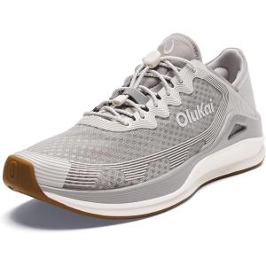 OLUKAI ‘Ahi Men’s Performance Marine Shoes, Water-Ready Sneakers with Customized Lacing Fit, Lightweight & Breathable, Enhanced Grip & Traction, 11.5, Ash/Sterling