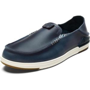 OLUKAI Kakaha Men’s Leather Slip-On Shoes, Premium Leather, Formal & Casual Versatility, Everyday Comfort & Fit(Lagoon/Lagoon)