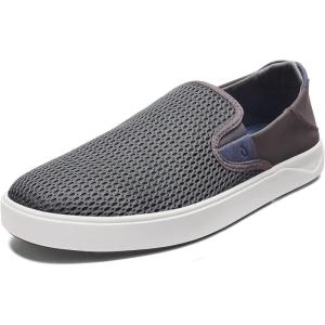 OLUKAI Lae’ahi Men’s Slip On Shoes, Versatile & Casual Everyday Sneaker, Lightweight & Breathable Mesh, All-Day Wear & Comfort(Pavement/Pavement)