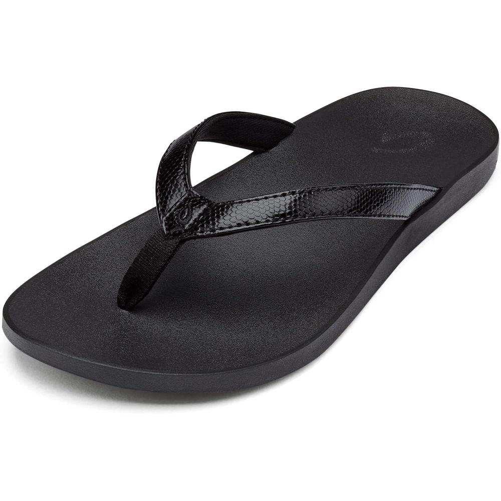 imageOLUKAI Puawe Womens Beach Sandal WaterFriendly FlipFlop Slides AllDay Wear ampamp UltraSoft Comfort FitBlackBlack