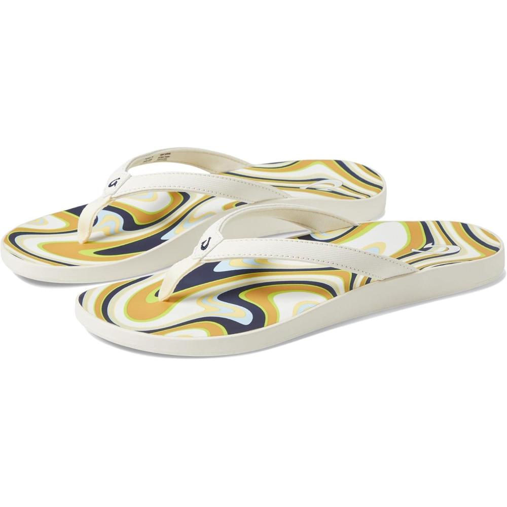 imageOLUKAI Puawe Womens Beach Sandal WaterFriendly FlipFlop Slides AllDay Wear ampamp UltraSoft Comfort FitWhite SandSwirl