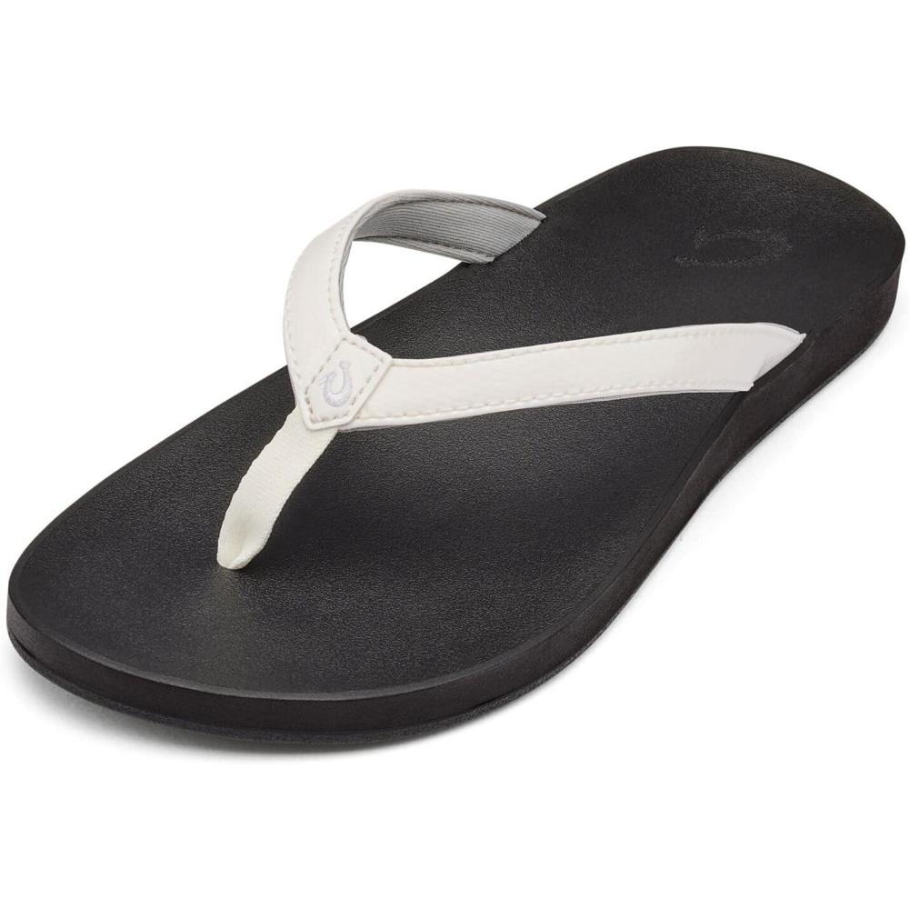 imageOLUKAI Puawe Womens Beach Sandal WaterFriendly FlipFlop Slides AllDay Wear ampamp UltraSoft Comfort FitWhiteBlack