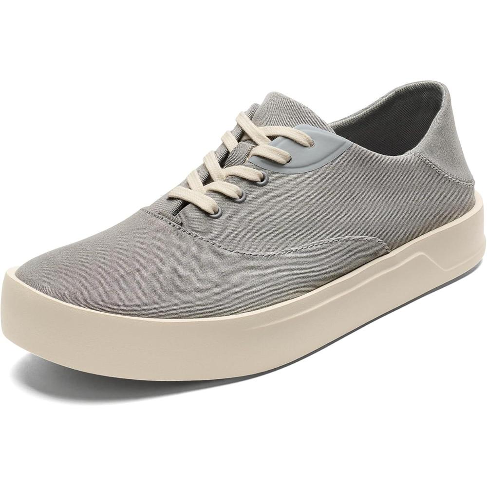 imageOLUKAI Tradewind Mens Everyday Sneaker Lightweight Canvas ampamp Classic LaceUp Design AllDay Comfort ampamp SupportCooler GreyCooler Grey
