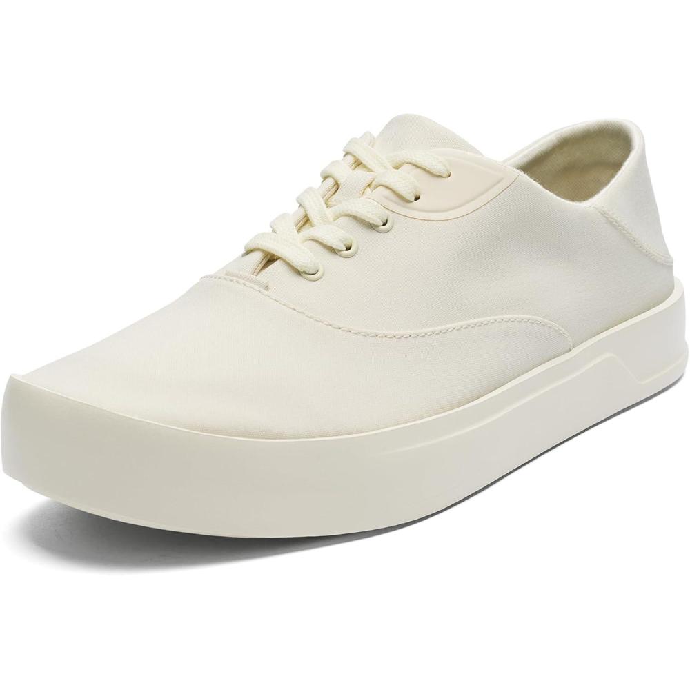 imageOLUKAI Tradewind Mens Everyday Sneaker Lightweight Canvas ampamp Classic LaceUp Design AllDay Comfort ampamp SupportOff WhiteOff White