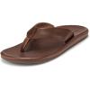 OLUKAI ‘Ilikai Men’s Leather Sandals, Full-Grain Leather Flip-Flop Slides, Anatomical Footbed & Cushioning, Comfort Fit & Wet Grip Rubber(Toffee/Toffee)