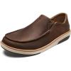 OLUKAI Kalia Men’s Leather Slip-On, Full-Grain Waxed Nubuck Leather Shoes, Lightweight & Comfortable(Dark Wood/Dark Wood)