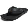 OLUKAI Kipi Men’s Beach Sandals, Water Resistant Flip Flops, Quick Dry Material & Arch Support, All-Day Comfort(Black/Black)