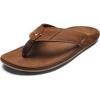 OLUKAI Nui Men’s Beach Sandals, Full Grain Leather Flip-Flop Slides, Compression Molded Footbed & Ultra-Soft Comfort Fit(Rum/Rum)