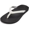 OLUKAI Puawe Women’s Beach Sandal, Water-Friendly Flip-Flop Slides, All-Day Wear & Ultra-Soft Comfort Fit(White/Black)
