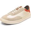 OLUKAI Punini Men’s Everyday Sneaker, Classic Lace-Up Design & Countoured Footbed, Comfort Fit & Wet Grip Rubber Soles, Durable & Supportive(Off White/Molten Orange)