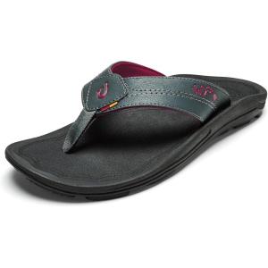 OLUKAI Kipi Men’s Beach Sandals, Water Resistant Flip Flops, Quick Dry Material & Arch Support, All-Day Comfort(Dk Shadow/Dk Shadow)